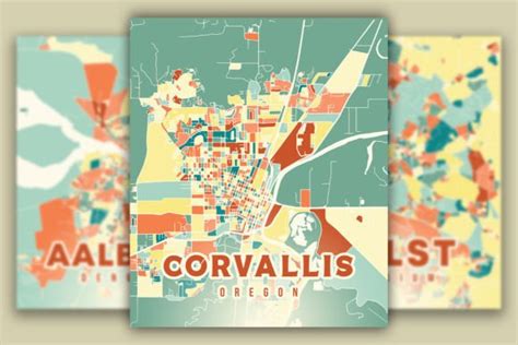 Corvallis Oregon Colorful Map Graphic by Poster Boutique · Creative Fabrica