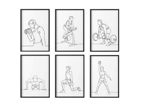 Set of 6 Gym Decor Home Gym Decor Motivational Decor Gym Wall Art