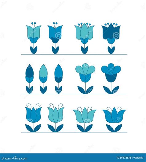 Assorted Abstract Tulip Flower Motif Stock Vector Illustration Of