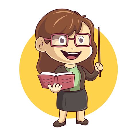 cartoon mascot cute illustration female teacher teaching isolated ...