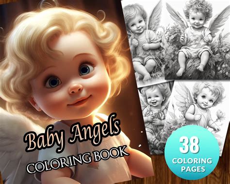 Baby Angel Darling Fantasy Coloring Page Adults Kids Instant