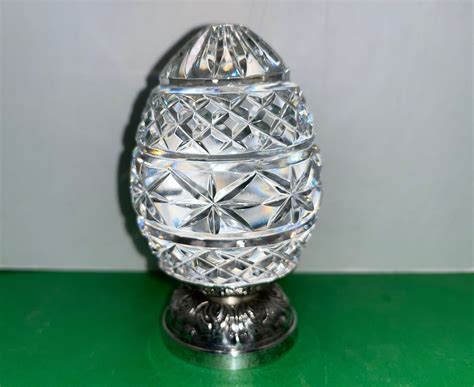 Waterford 1990 Crystal Egg On Stand Signed Waterford Crystal Etsy