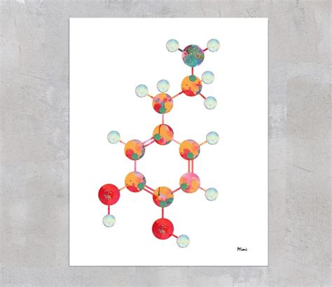 Dopamine Molecule Watercolor Print Dopamine Formula Poster Etsy