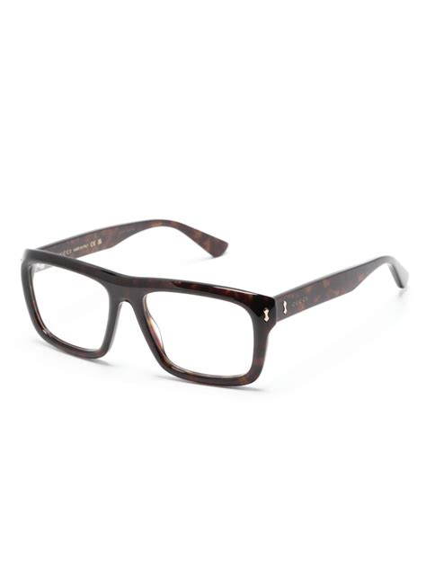 Gucci Eyewear Gg1462o Tortoiseshell Effect Square Frame Glasses Brown Farfetch