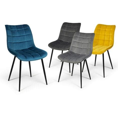 Lot De 4 Chaises IDMARKET MADY Velours Mix Color Bleu Canard Gris