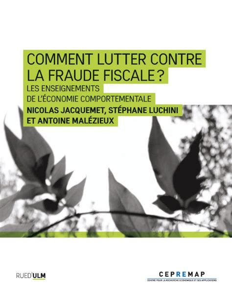 Comment Lutter Contre La Fraude Fiscale Cepremap Autres Séries Éditions Rue Dulm