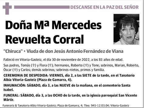 Mar A Mercedes Revuelta Corral Esquela Necrol Gica El Correo