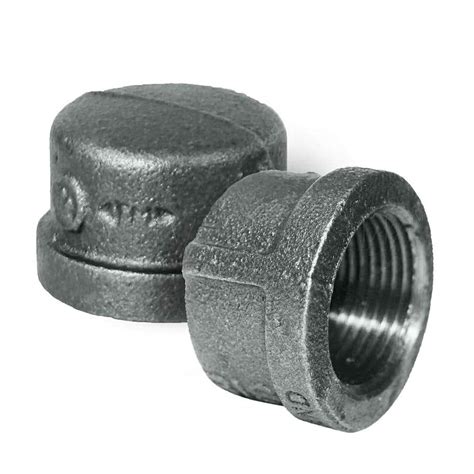 The Plumber S Choice 3 8 In L Black Malleable Iron Pipe Cap Threaded