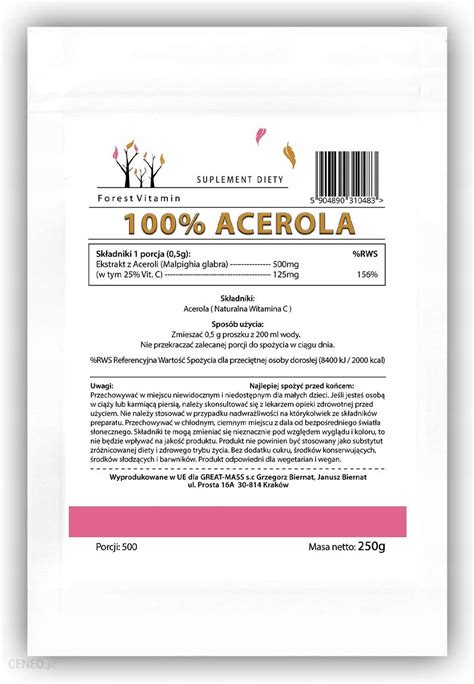 Forest Vitamin Acerola Proszek Naturalna Witamina C 250g Opinie I