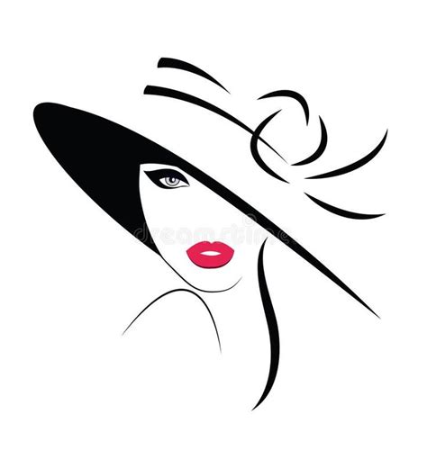 Beautiful Woman In Hat Vector Illustration Silhouette Art Line Art