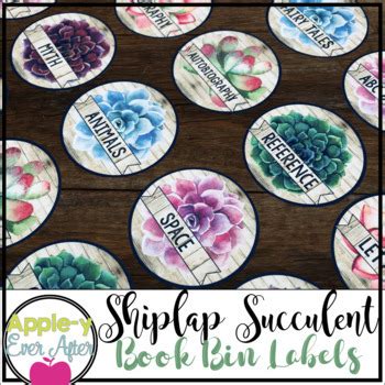 Shiplap Succulent Wooden Book Genre Labels By Apple Y Ever After