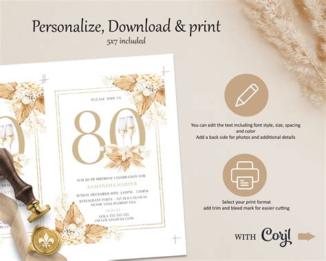 Sample 80th Birthday Invitation