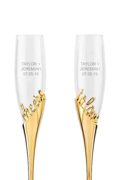 Cheers To Love Gold Champagne Glass Set David S Bridal