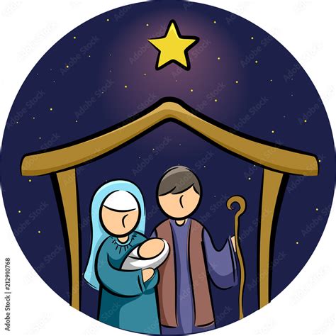 Jesus Birth Xmas Illustration Stock Vector | Adobe Stock