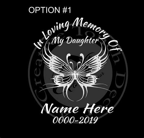 Personalized In Loving Memory Butterfly Car Decal With Name And Dates