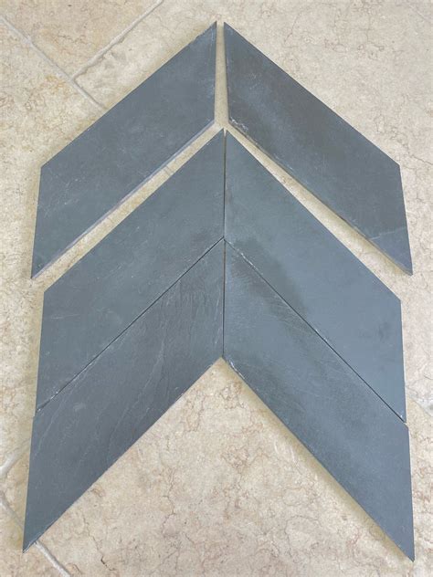 Grey Riven Slate Chevron Strips Herringbone Mrs Stone Store