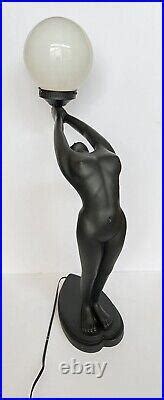 Art Deco Lamp Vintage MCM Art Deco Nude Naked Lady Table Lamp Black