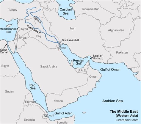 Blank Middle East Map With Rivers