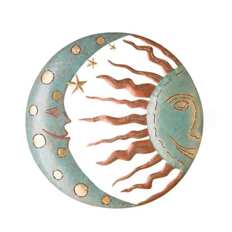 Aooower Metal Sun And Moon Decor Stylish Home Garden Sculpture Wall Indoor Outdoor Decor