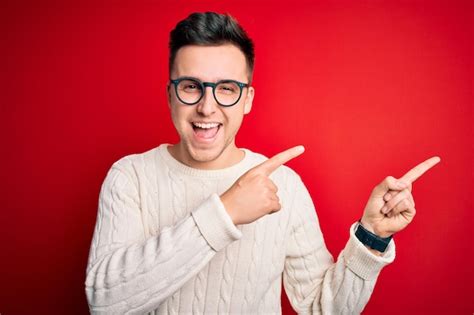 Premium Photo Young Handsome Caucasian Man Wearing Glasses And Casual