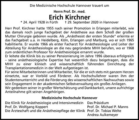 Traueranzeigen Von Erich Kirchner Trauer Anzeigen De