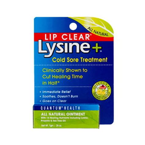 Lysine Plus Cold Sore Treatment Lip Clear Ointment By Quantum 025 Oz