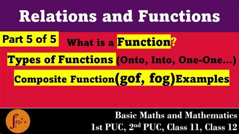 Relations And Functions Part 5 Types Of Functions I Puc Ii Puc Class 11 Class 12 Ca