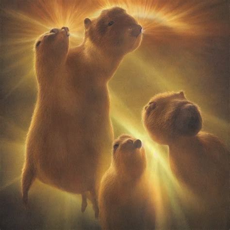 Capybara As Jesus Christ Painting Sunray Halos Stable Diffusion