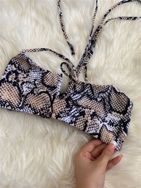 Snakeskin Bikini Top Women S Fashion Swimwear Bikinis Swimsuits On Carousell
