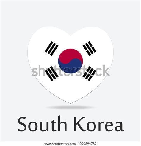 South Korea Flag Heart Shape Stock Vector Royalty Free 1090694789