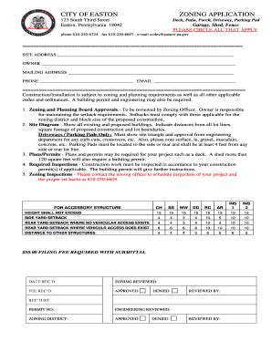 Fillable Online Zoning Application The City Of Easton Fax Email Print