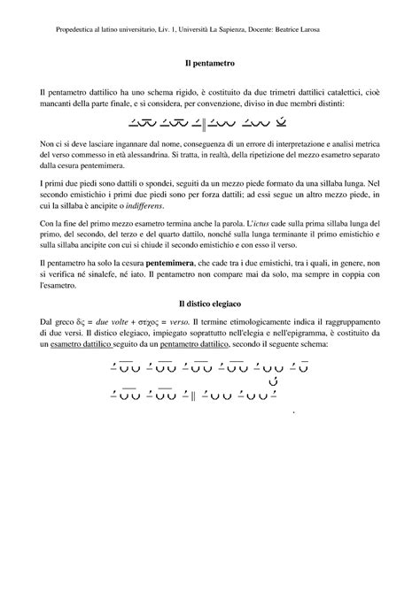Continuo Metrica Latina Propedeutica al latino universitario Liv Università La Sapienza