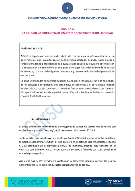 Apuntes Módulo IV Sexting DERECHO PENAL GÉNERO Y MENORES RETOS