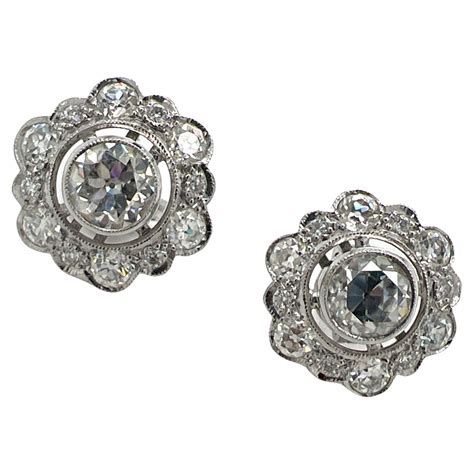 Art Deco Lace Trimmed Diamond Studs For Sale At 1stDibs Art Deco