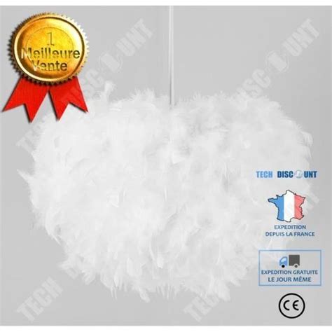 TD Lustre Suspension En Plumes 40CM E27 45 W Blanc 1PC Cdiscount Maison