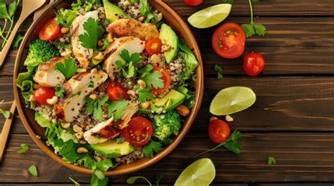 Un Taz N De Ensalada Saludable Con Quinoa Tomates Pollo Aguacate