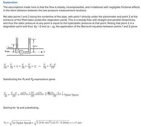 Solved A piezometer and a Pitot tube are tapped into a | Chegg.com