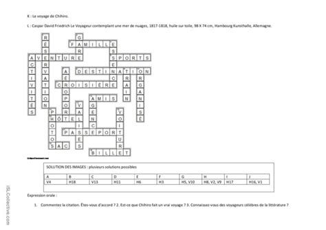 Lexique Des Voyages Mots Crois S Fran Ais Fle Fiches Pedagogiques Pdf