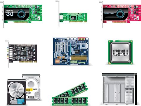 Computer parts diagram Royalty Free Vector Image