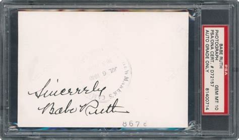 Babe Ruth Signed Photo X Gem Mint Auto Jet Black Fountain Ink