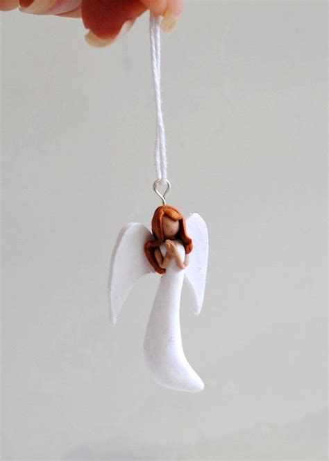 Polymer Clay Angel With Redish Wavy Hair Clay Angel Polymer Clay Ornaments Polymer Clay