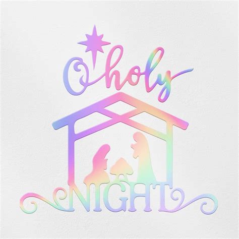 Transparent Decal Stickers Of O Holy Night With Nativity Phrase