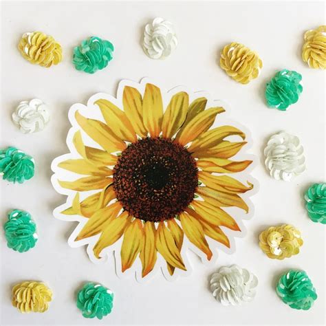 Sunflower Sticker Flower Vinyl Stickers Vintage Botanical Etsy