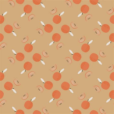 Hand Drawn Apple Silhouettes Seamless Pattern Red Colored Fruit