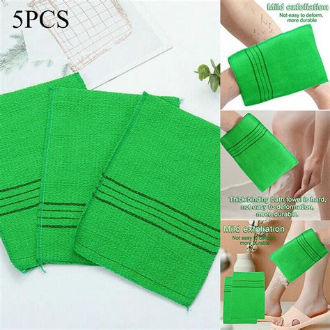 5pcs Exfoliating Bath Washcloth Body Scrub Shower Soft Towels Sauna