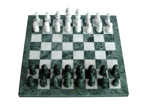 18-inch Marble Chess Set (Green and White Squares with Green Frame ...