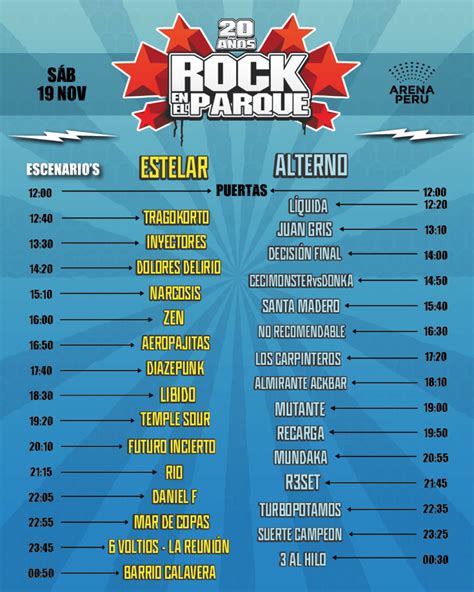 Rock En El Parque Horarios Y Escenarios Donde Se Presentar Cada Banda