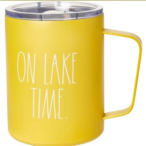 Rae Dunn Insulated Stainless Steel Mug With Lid On Lake Time Lake