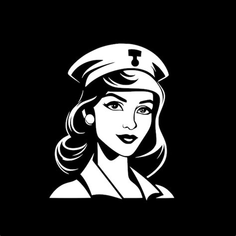 Premium Vector Nurse Black And White Vector Illustration