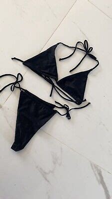Nwt Ocean Babe Swimwear Thin String Black Thong Bikini Micro Strings Ebay